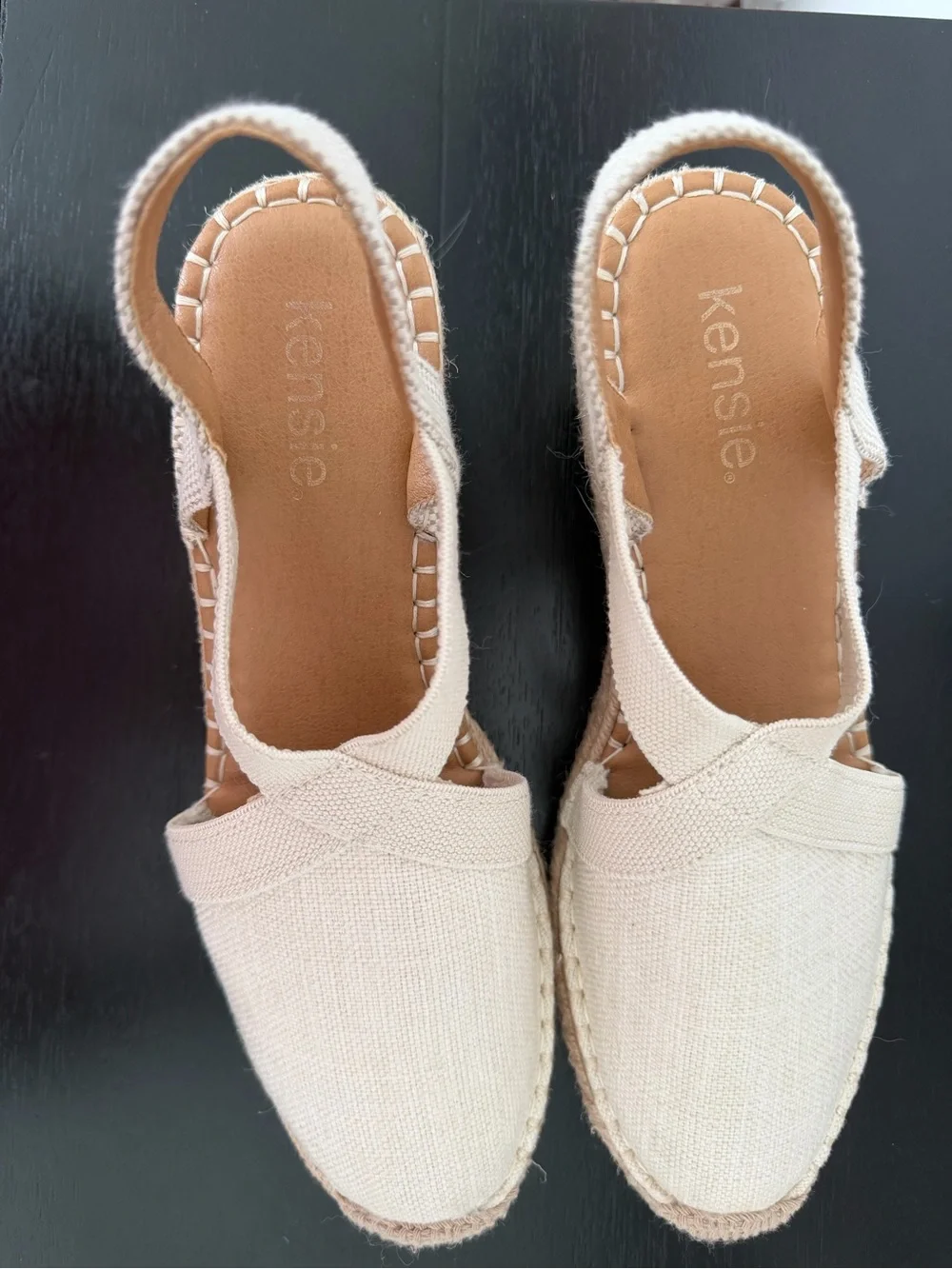 Kenzie Natural Cream Espadrille Slingback Flats -Size 9